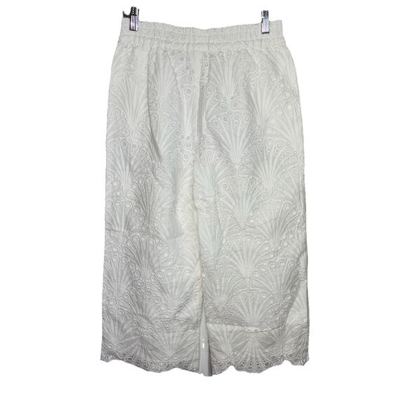 ANDIE The Suasi‎ Crop Pant Eyelet Detail Summer Womens Size Small White NWT - Picture 2 of 7